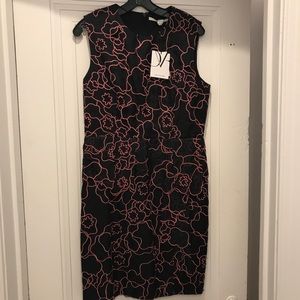 NWT DVF black and pink peplum dress size 12